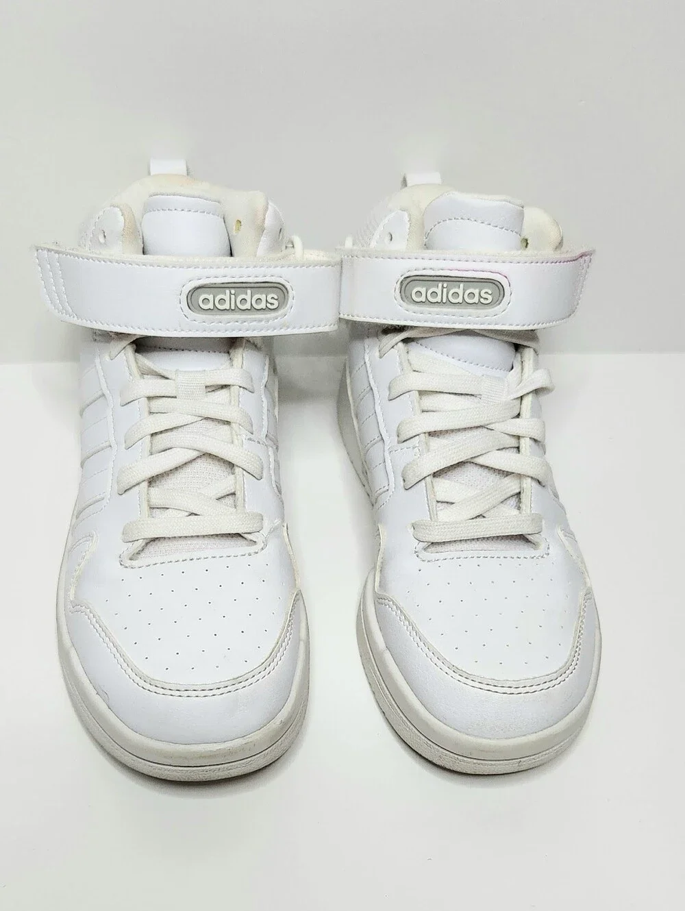 adidas Kids White High-Top Sneakers with Strap